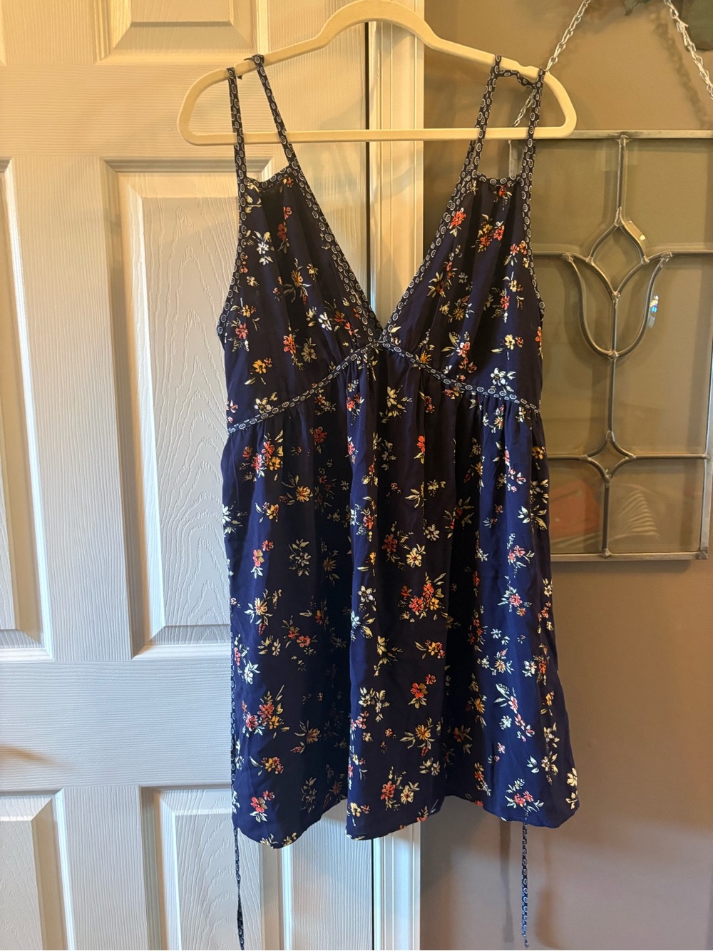 ๐คช 3 for $15! Band of Gypsies Navy Floral Mini Dress Size L - Picture 2 of 3